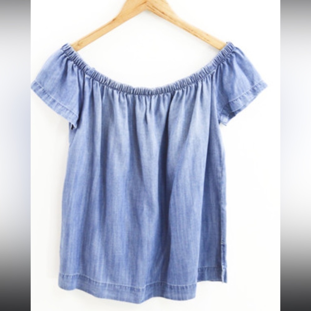Cloth & Stone blue tencel off the shoulder top size s